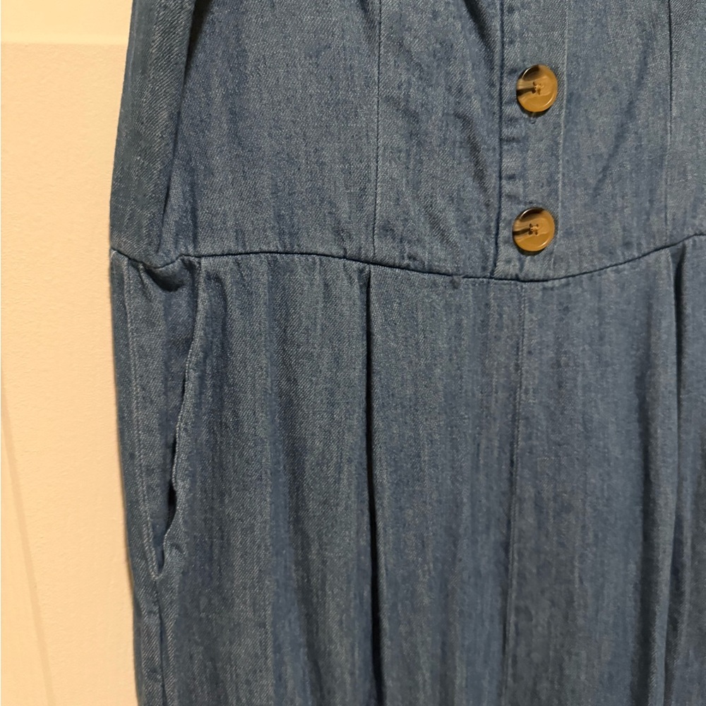 Old Navy Blue Denim Jumpsuit with Gold Buttons - Picture 8 of 9